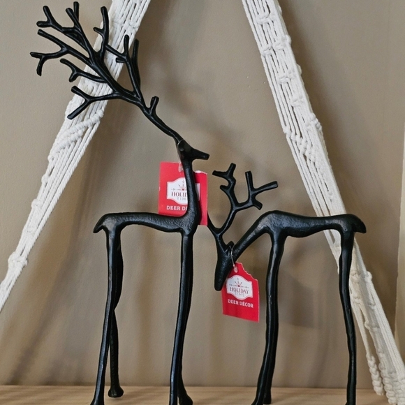 Christmas Holiday Time Black Metal Reindeer Deer Set Viral Htf - Picture 4 of 4
